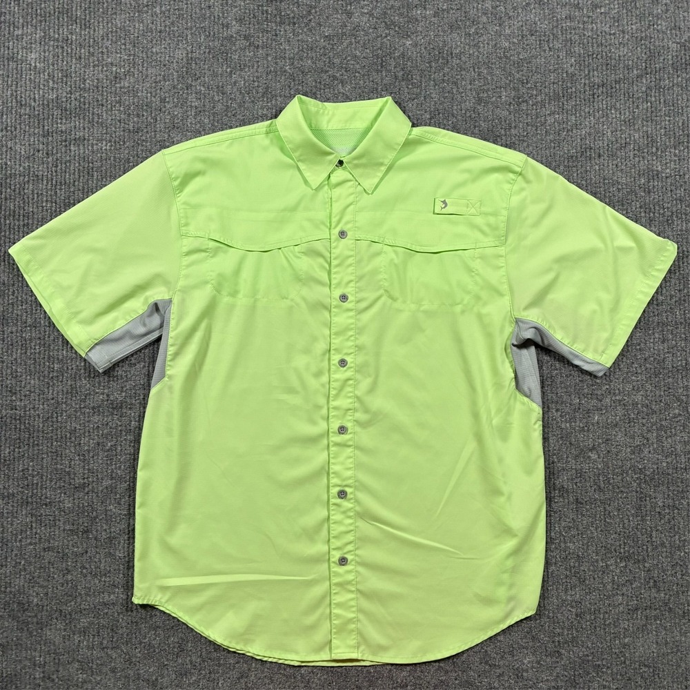 Reel Legends Mariner II Fishing Shirt Mens L Green‎ Short Sleeve Performance